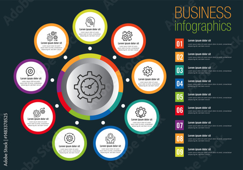 Circle chart infographic template with options for presentations, advertising, layouts, annual reports