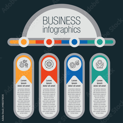 Circle chart infographic template with options for presentations, advertising, layouts, annual reports