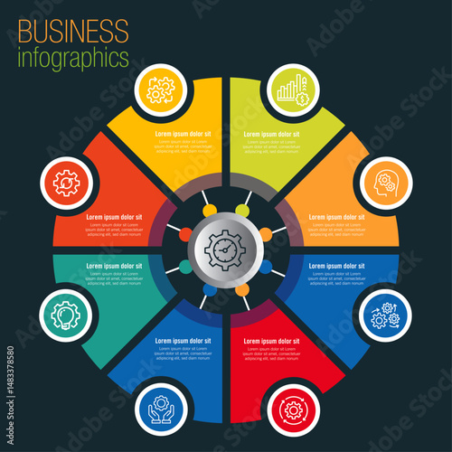 Circle chart infographic template with options for presentations, advertising, layouts, annual reports