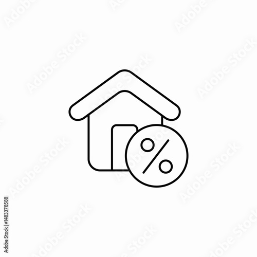 house with percentage symbol icon sign vector