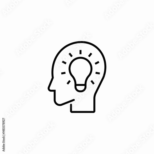 human head burning lightbulb icon sign vector