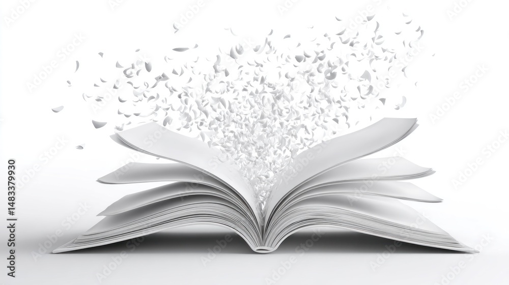 Obraz premium Open book with knowledge exploding outwards