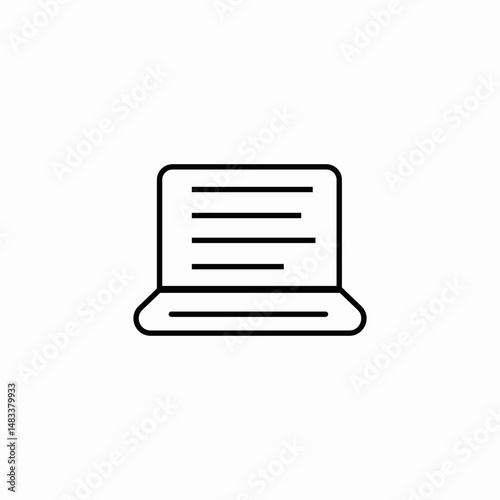 laptop with text on screen icon sign vector