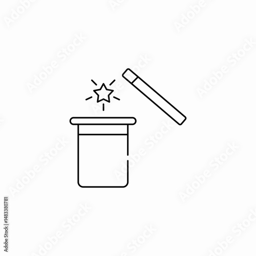 magic wand pointing at hat with star icon sign vector