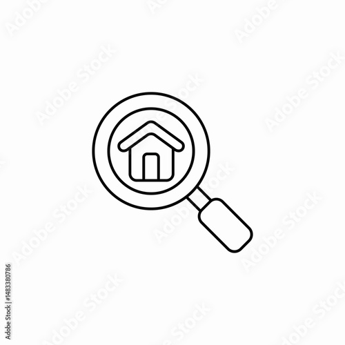 magnifying glass house icon sign vector