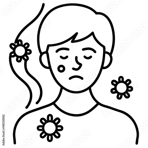 Allergy Icon – Skin and Respiratory Reaction in Minimalist Design