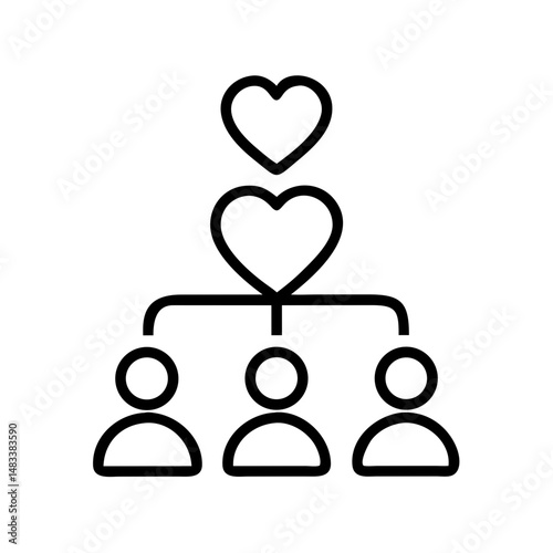 Heart Above Team Structure Icon Representing Team Spirit – Unity and Collaboration Symbol