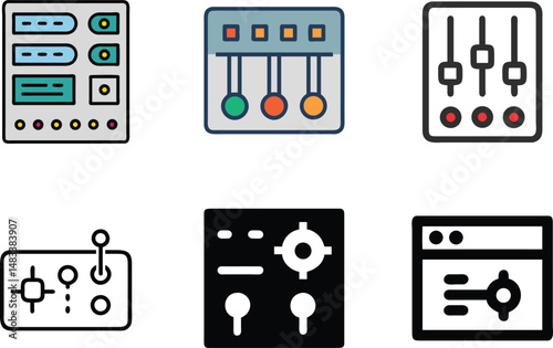 Control Panel Icon Set For Dashboard, Settings, And User Interface Design