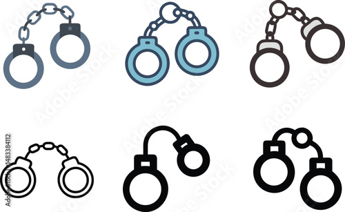 Police Handcuff Icon Collection For Arrest, Security, And Justice Themes