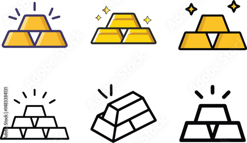 Bullion Icon Collection For Banking, Treasure, And Financial Design