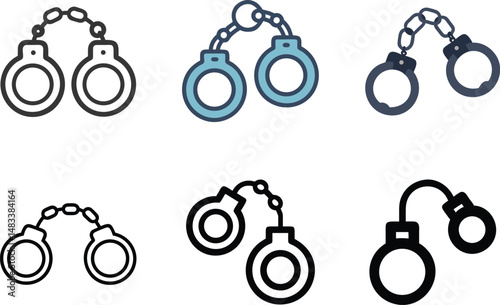Handcuffs Icon Set For Law Enforcement And Crime Control Design