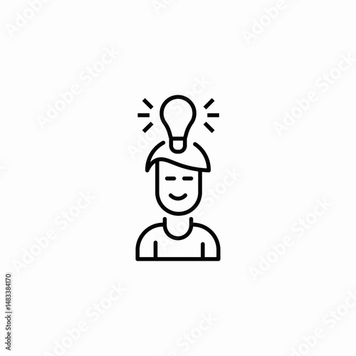 person with lightbulb above head icon sign vector