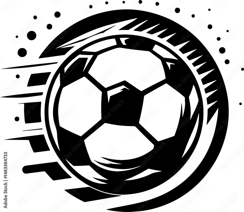 Obraz premium Football Logo Black and White Isolated on White Background