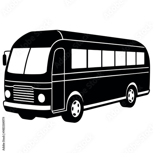 Black Silhouette of a City Tour Bus – Double-Decker Open-Top Design