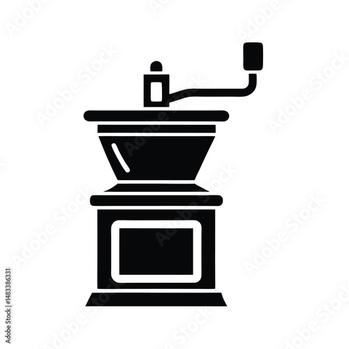 Manual Coffee Grinder Icon Vintage, Black, Kitchen, Device, Mill