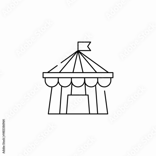 tent for fair or circus with flag icon sign vector