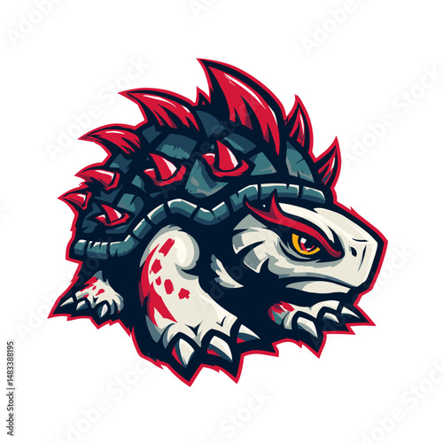 Wallpaper Mural Unique vector esports logo featuring a fierce turtle-like creature with spikes and vibrant colors Torontodigital.ca