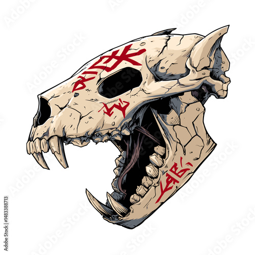 Skull-themed esports logo featuring intricate details and vibrant colors representing competitive gaming culture