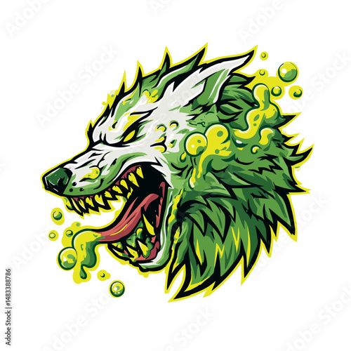 Dynamic esports logo featuring a fierce wolf design with vibrant green elements reflecting energy and competition