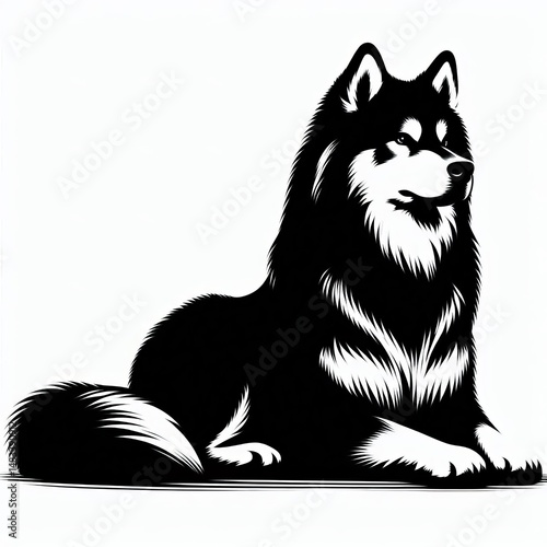 black and white dog lying down clip art preview