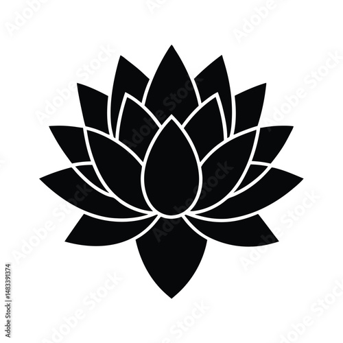 Black Lotus Flower Symbol Spiritual, Yoga, Nature, Peace, Design
