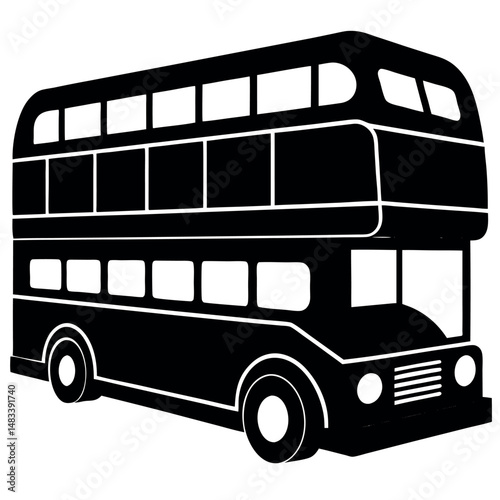 City Sightseeing Bus Silhouette – Minimalist Vector in Silhouette Style