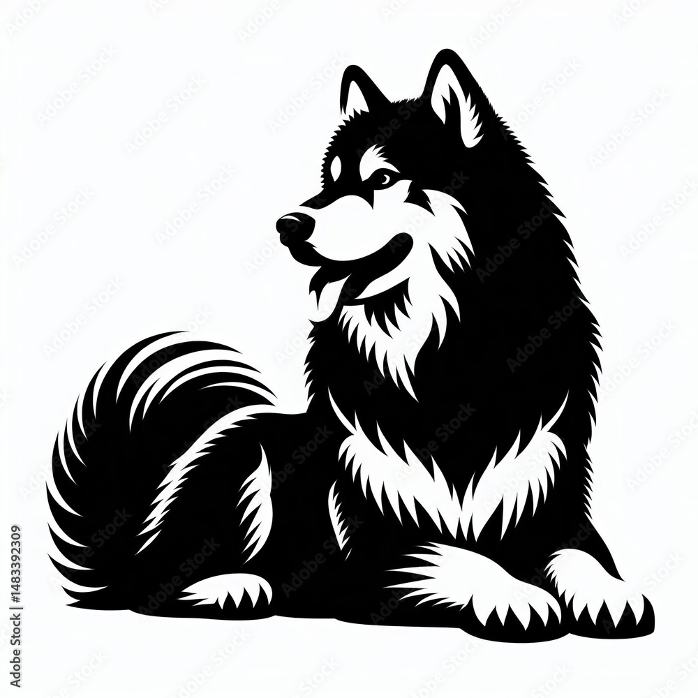 Fototapeta premium Siberian Husky Dog Silhouette