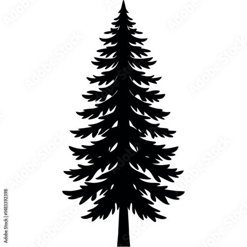 Classic Pine Tree in Silhouette – Vector for Winter and Forest Themes