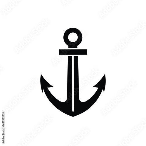 Black Anchor Icon Nautical, Marine, Ship, Sea, Ocean, Maritime, Boat, Vessel, Symbol, Design