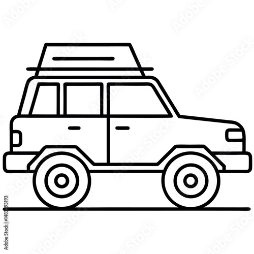 Clean and Simple SUV with Roof Tent Icon for Camping Lifestyle