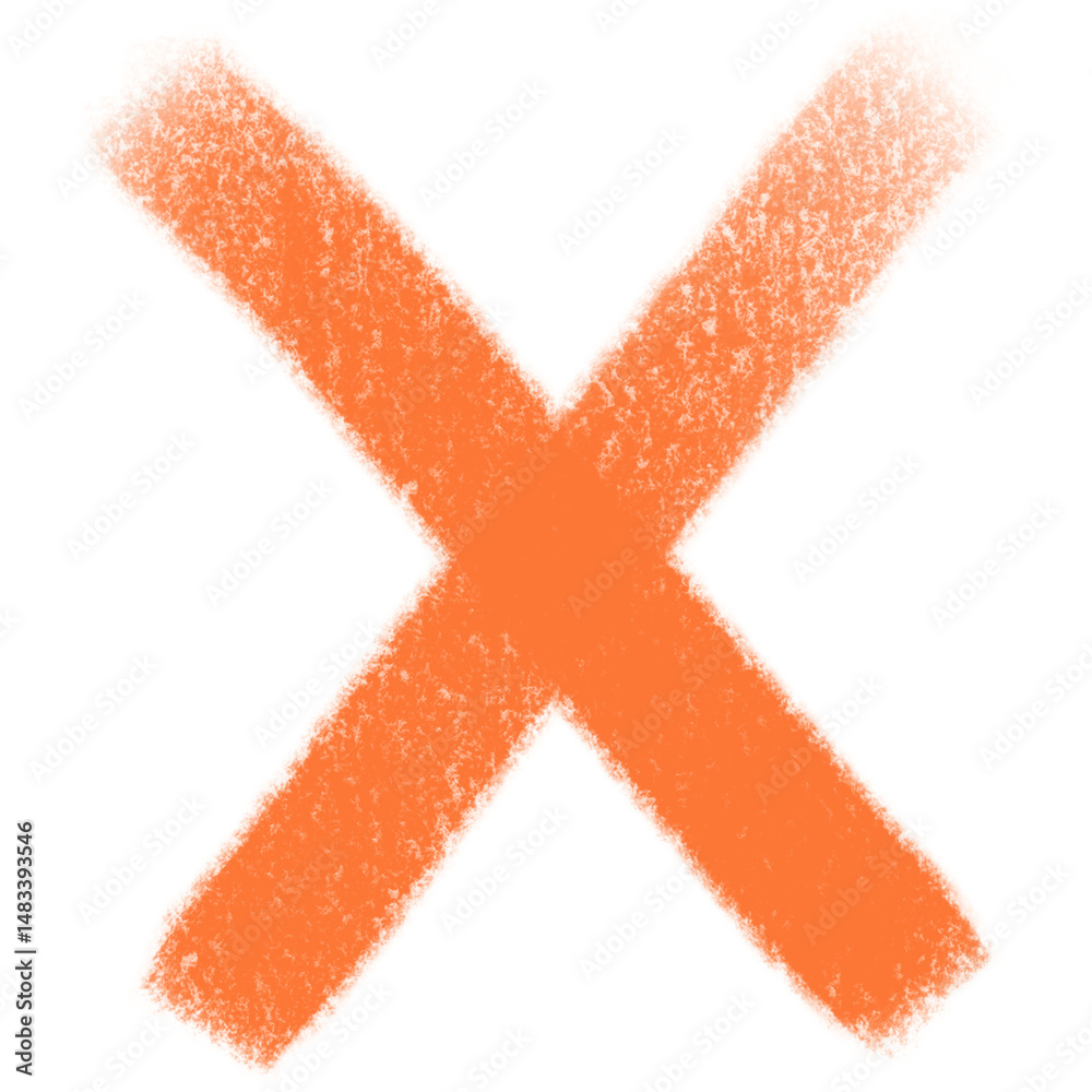 Obraz premium Textured Orange Letter X with Transparent Background in Abstract Style