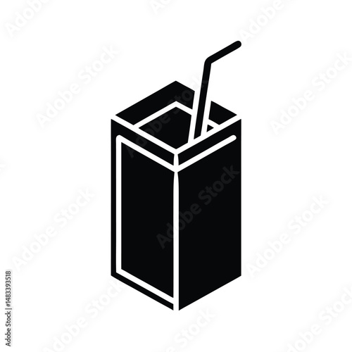 Isometric Juice Box Packaging Design with Straw Illustration