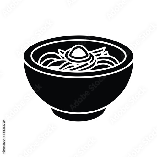 Simple Black Bowl of Noodles, Asian Cuisine, Food Icon