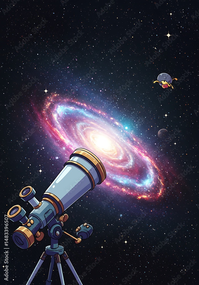 Naklejka premium Cosmic Canvas: A Celestial Gaze AI Generated