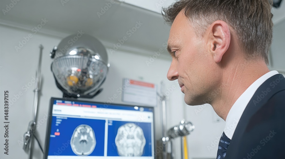 Obraz premium Medical professional viewing brain scans