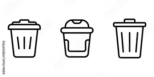 bin outline or line icon design bundle.