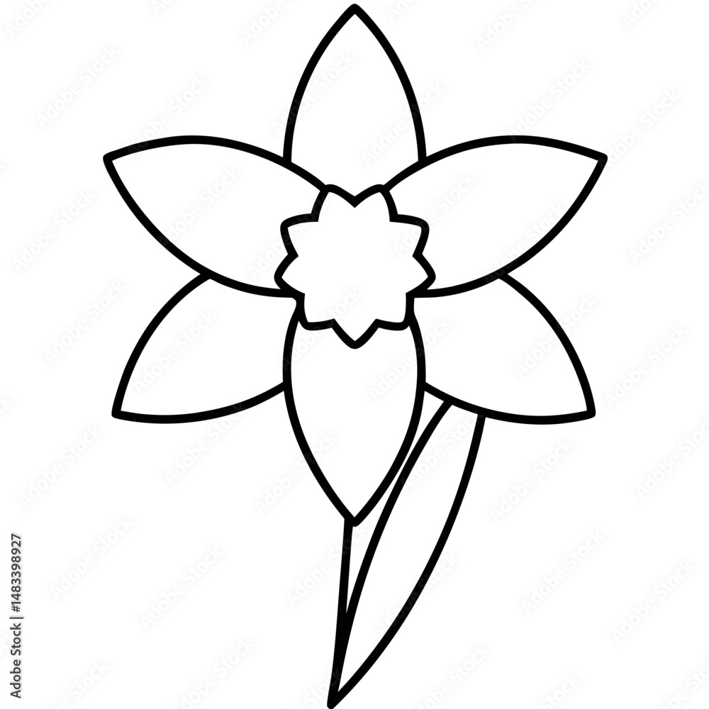 Daffodil Botanical Vector – Clean Black and White Line Drawing for Spring Use Daffodil Botanical Vector – Clean Black and White Line Drawing for Spring Use