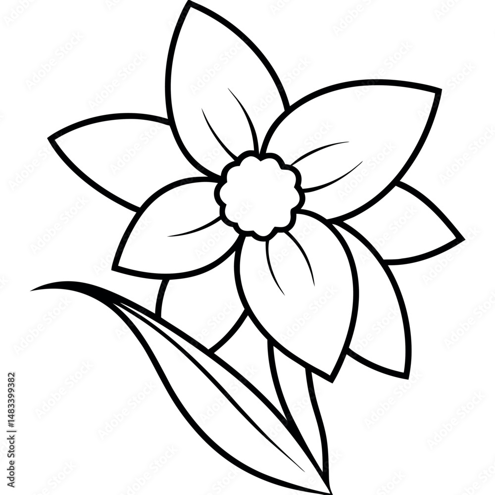 Obraz premium Daffodil Flower Icon – Elegant Line Drawing for Easter and Spring Projects