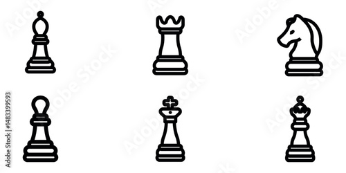 chess outline or line icon design bundle.