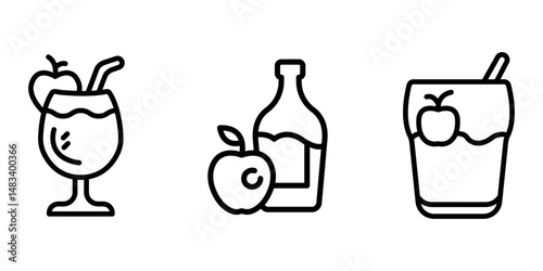 cider outline or line icon design bundle.