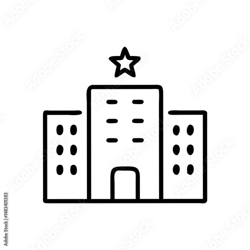 Hotel Building Icon Representing Tourist Accommodation – Travel and Lodging Symbol