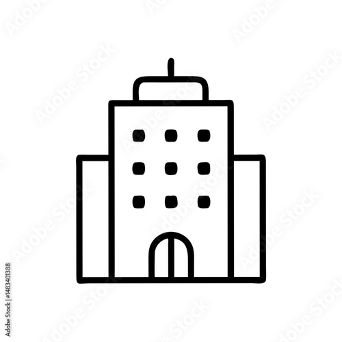 Hotel Building Icon Representing Tourist Accommodation – Travel and Lodging Symbol
