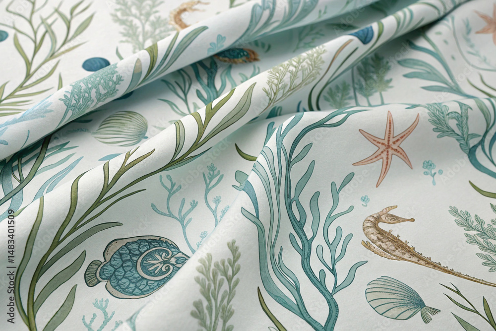 Blend Art Nouveau style with marine elements in a seamless wallpaper-ready pattern Blend Art Nouveau style with marine elements in a seamless wallpaper-ready pattern