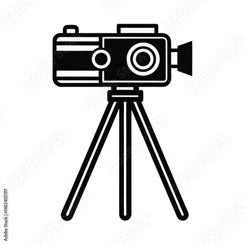 Vintage Camera on Tripod Filmmaking, Photography, Movie, Video