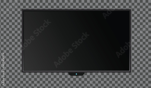 Realistic TV screen. Modern stylish lcd panel, led type. Large computer monitor display mockup. 