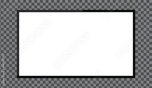 Realistic TV screen. Modern stylish lcd panel, led type. Large computer monitor display mockup. 