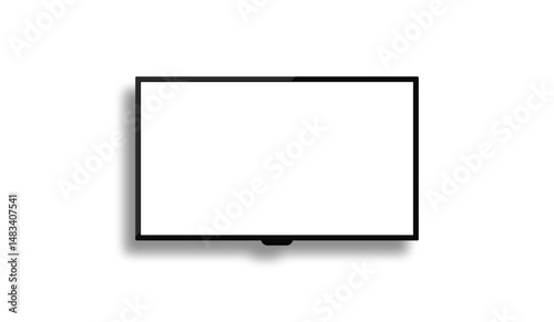 Realistic TV screen. Modern stylish lcd panel, led type. Large computer monitor display mockup. 