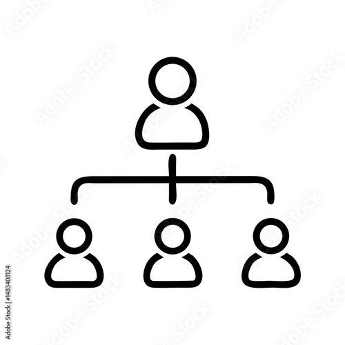 Multi-Person Hierarchy Icon – Organizational Structure and Team Management Symbol