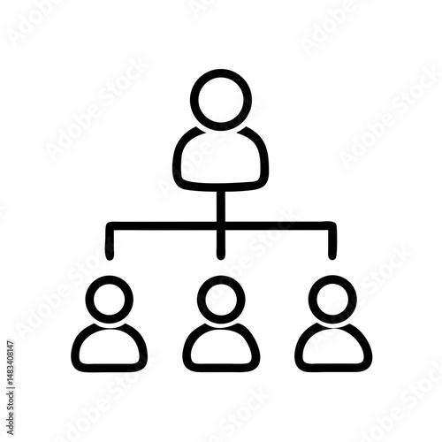 Multi-Person Hierarchy Icon – Organizational Structure and Team Management Symbol