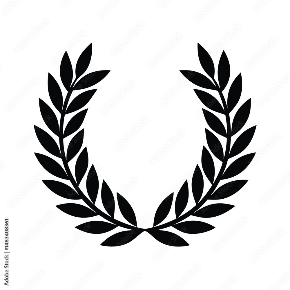 Fototapeta premium Black Laurel Wreath Leaves Symbol Design Graphic Icon